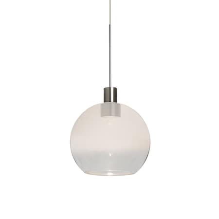 Besa Lighting Newton 6 Cord Pendant, Milky White/Clear, Satin Nickel Finish, 1x3W LED 1XT-NEWTON6WC-LED-SN